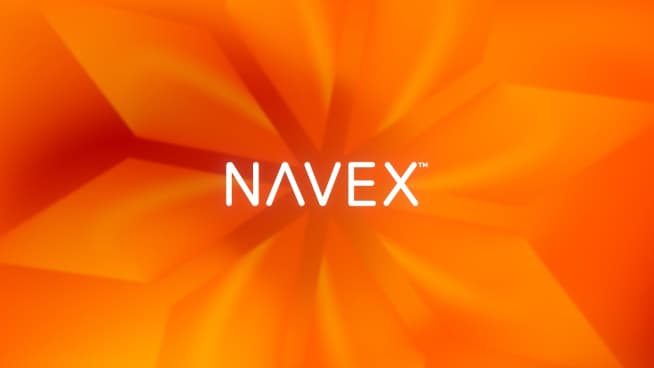 orange screen with NAVEX logo in the middle